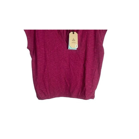 NWT prAna Cotton Ocupas Popover Keyhole Tie Cap Sleeves Top S Orchid Pink #2937 - Picture 10 of 13
